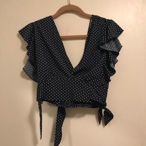 Navy polka dot crop top